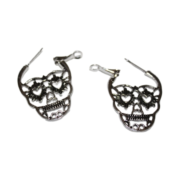 Skull Punk Hoop Earrings - Picture 8 of 16